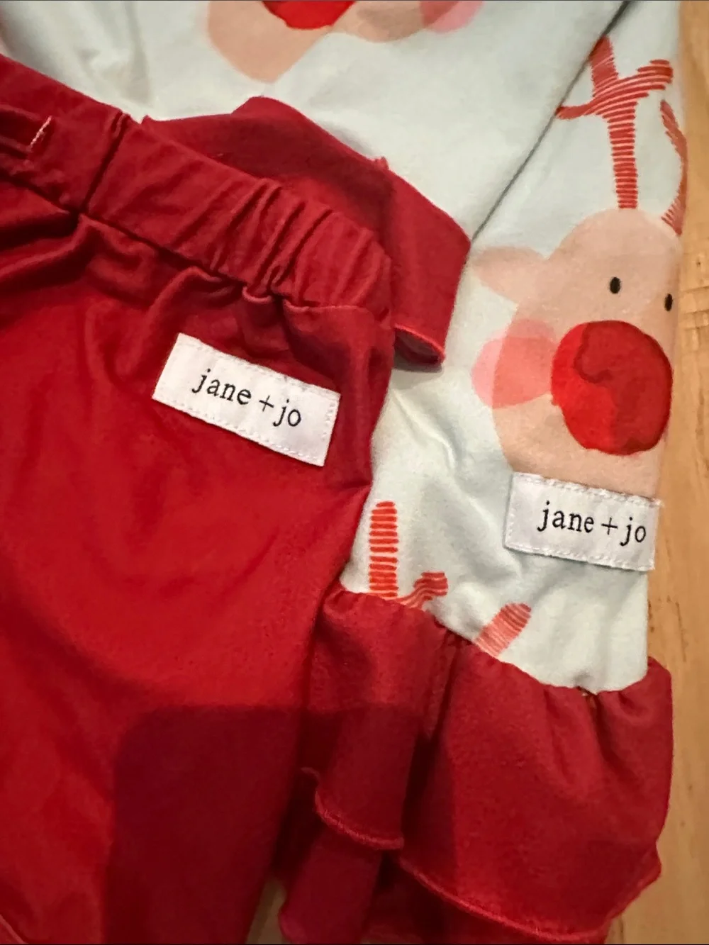 Girls' Red Reindeer Print Pajama Set